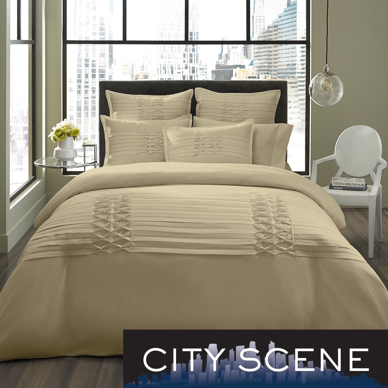 City Scene City Scene Triple Diamond Taupe 3 piece Duvet Cover Set And Optional Euro Sham Separates Tan Size Twin