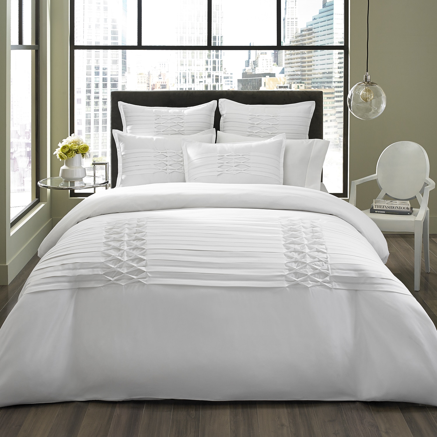 City Scene City Scene Triple Diamond 3 piece White Duvet Cover Set And Optional Euro Sham Separates White Size Twin