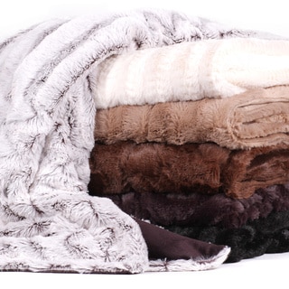 Plush Reversible Mink Faux Fur Throw Throws