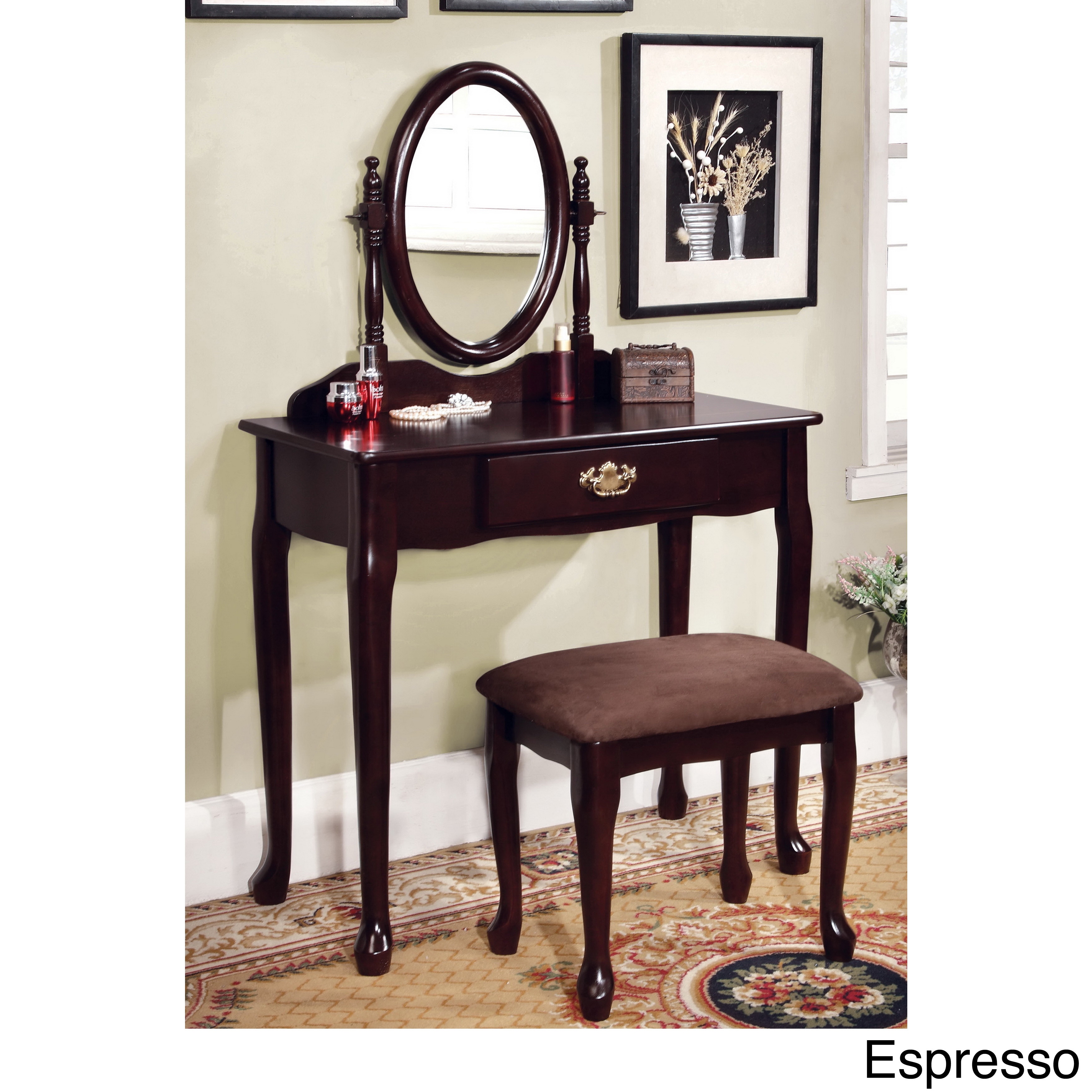 Furniture Of America Mildred 2 piece European Style Vanity And Stool Set