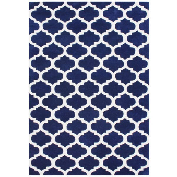 Handmade Alliyah Navy Blue New Zealand Blended Wool Rug - 5' x 8'
