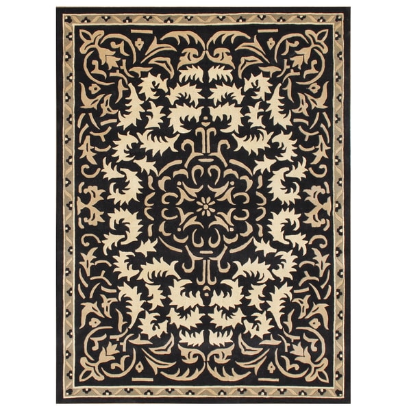 Alliyah Handmade Black New Zealand Blend Wool Rug (9' x 12') Free