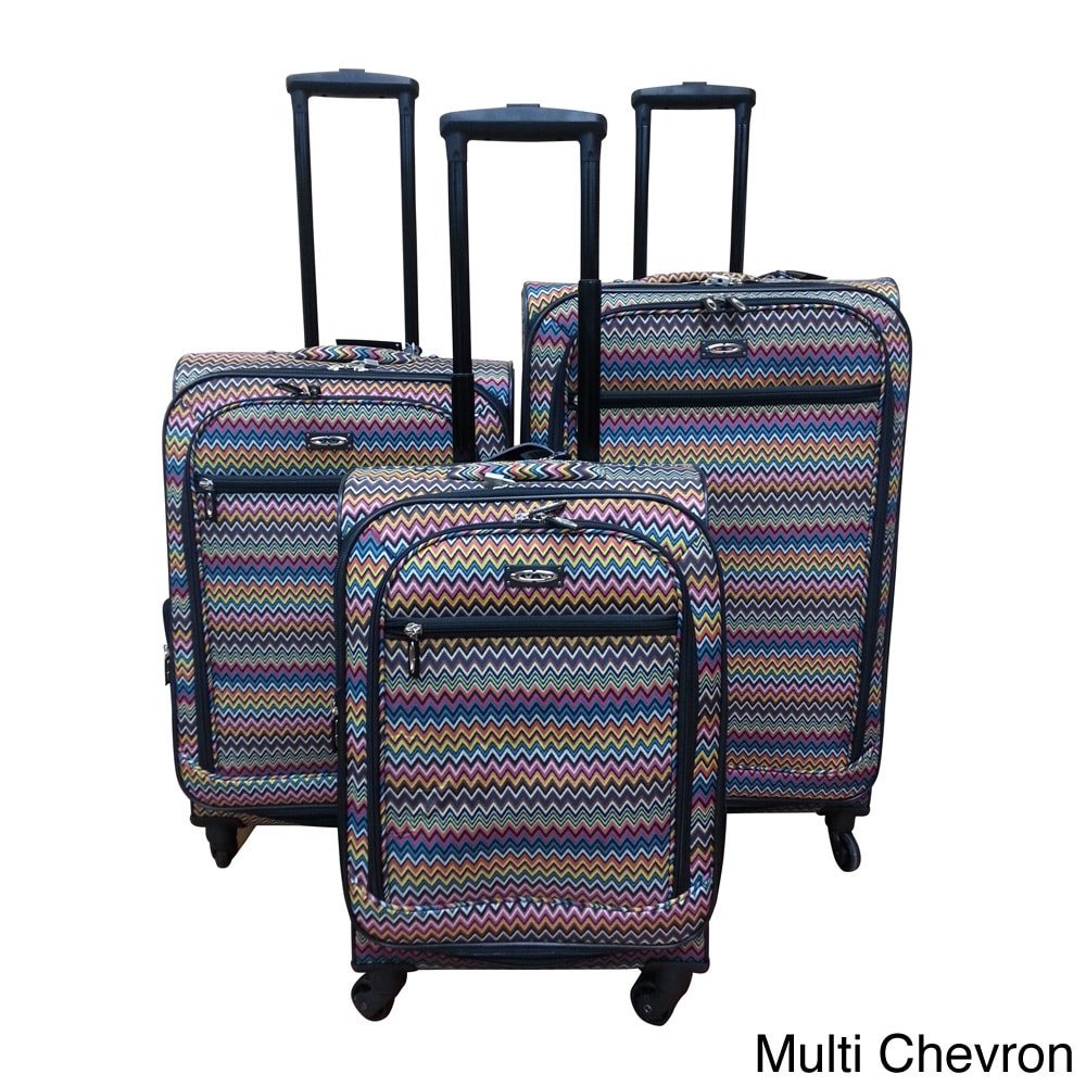 Kemyer Chevron 3 piece Expandable Spinner Luggage Set