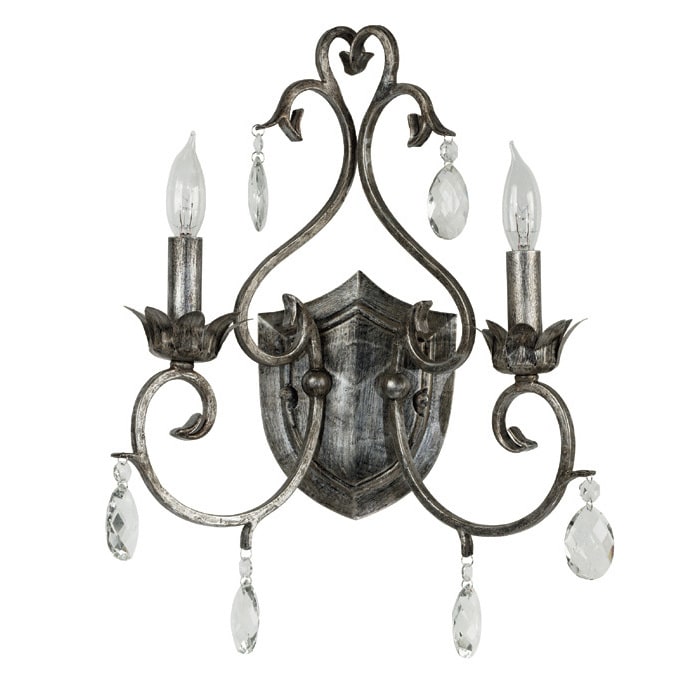 Elie Antique Silvertone 2 light Sconce