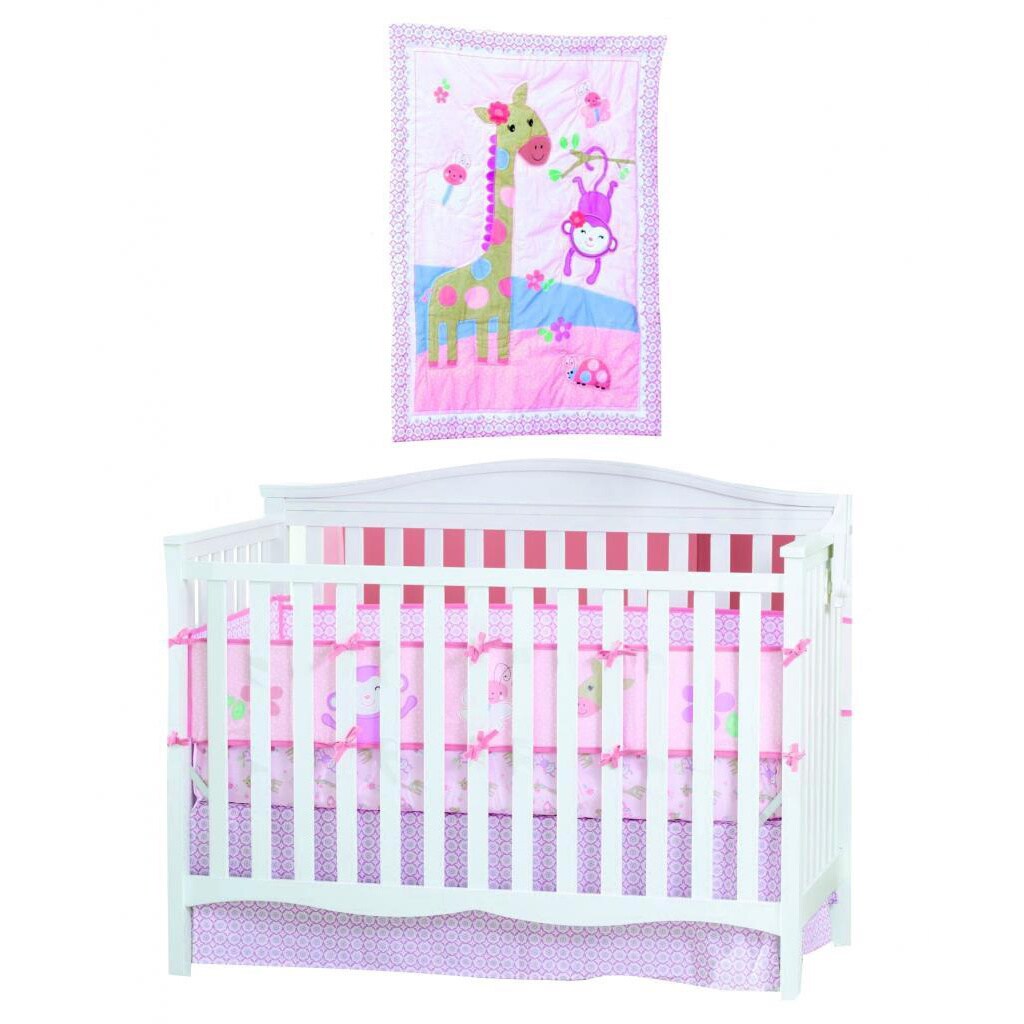 Summer Infant Pretty Pals 4 piece Nursery Set (MulticolorMaterials Cotton, polyesterCare instructions Machine washDimensions Bumper 9 inches high x 27 inches wide x 52 inches longComforter 1 inch high x 32 inches wide x 42 inches longCrib skirt 4 in