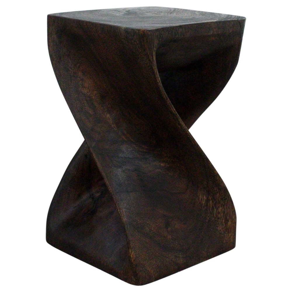 Haussmann Original Twist Solid Wood End Table - 10 x 10 x 16 in - Mocha - 10" x 10" x 16"