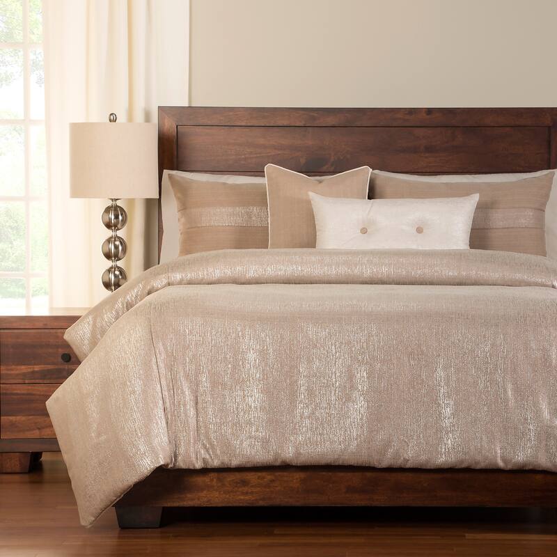 Silver Orchid Monroe Sparkly Woven 6-piece Duvet Cover Set with Insert - Mushroom - California King