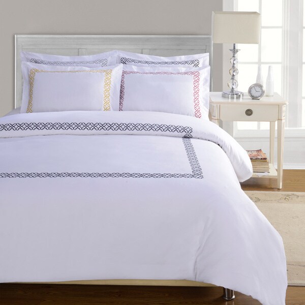 Superior Clayton Embroidered Cotton Sateen Duvet Cover Set