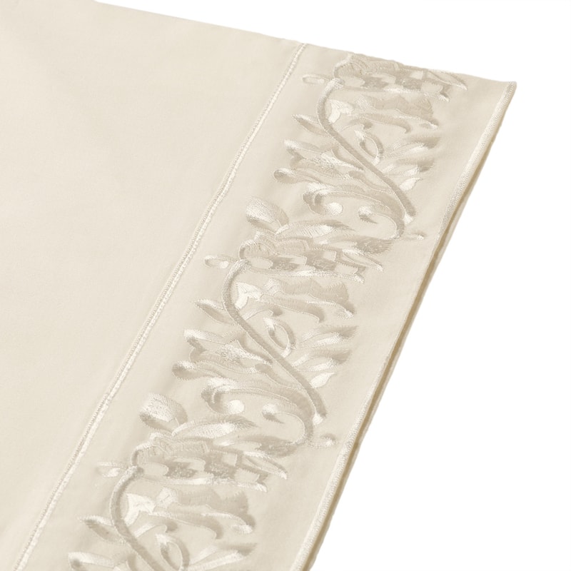 Leaf Embroidered Cotton High Quality Sheet Set