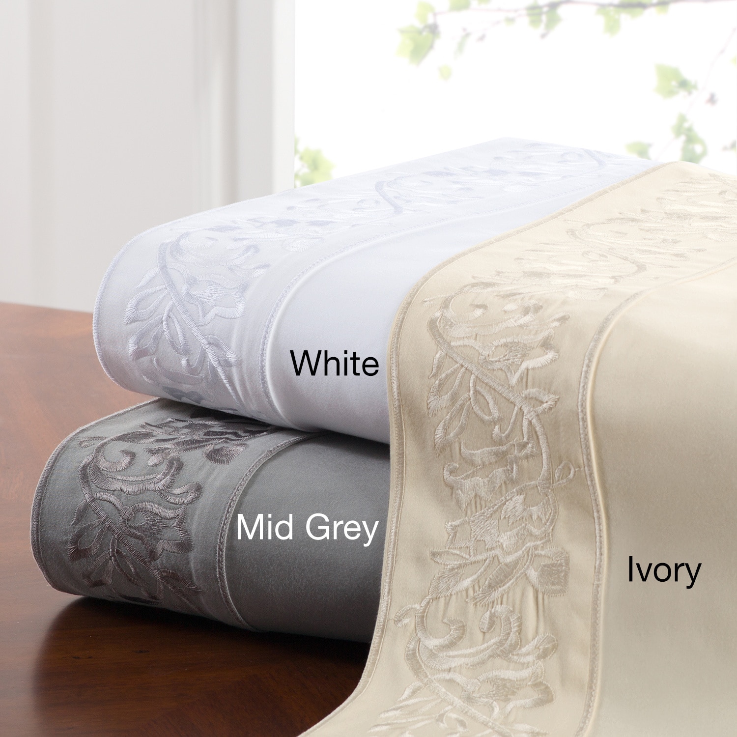 Embroidered Cotton 400 Thread Count Sateen Sheet Set