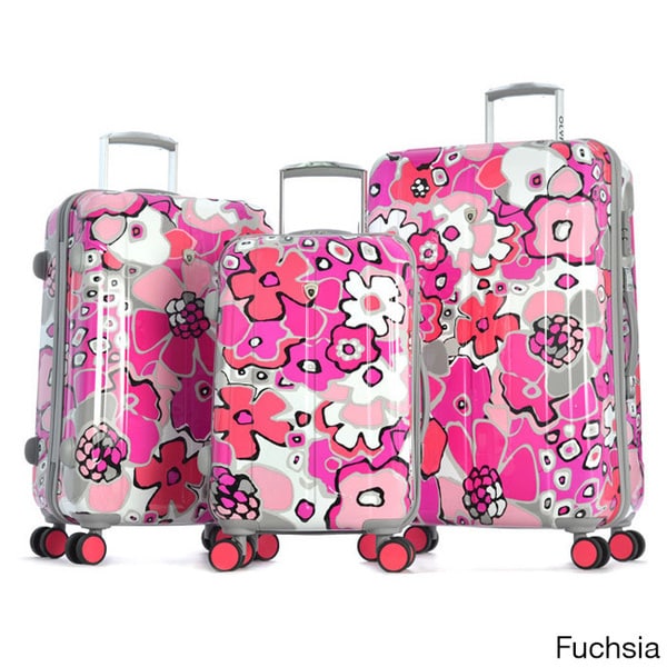 Olympia 'Blossom II' 3 piece Hardside Spinner Luggage Set with TSA Lock Olympia Three piece Sets