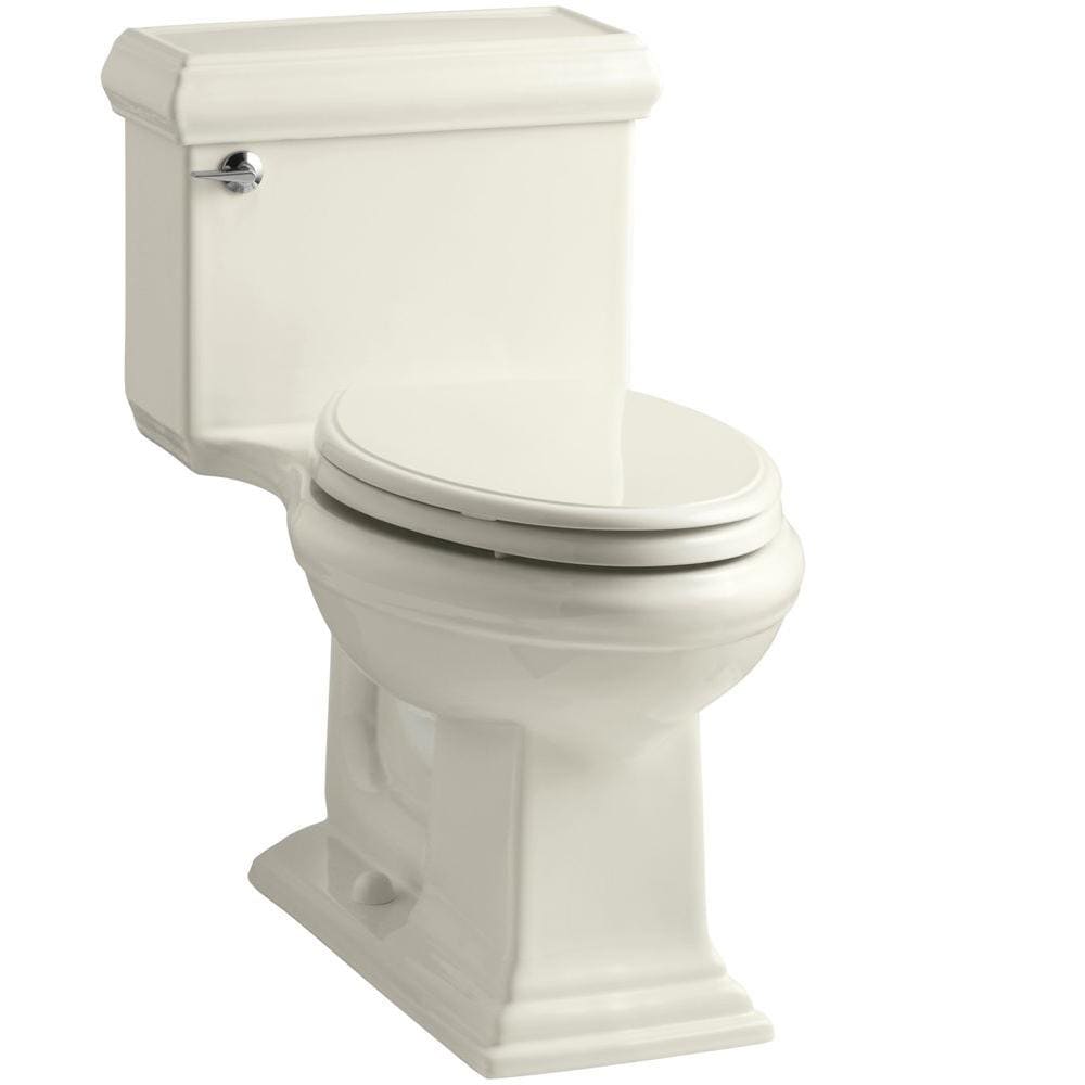 Kohler Memoirs Biscuit Comfort Height 1.28 Gpf Elongated Toilet (BiscuitDimensions 28.625 inches high x 17.75 inches wide x 28.125 inches deepWater capacity 1.28 GPFFlush SinglePieces One (1)Settings Quiet close seatShape ElongatedHardware finish C