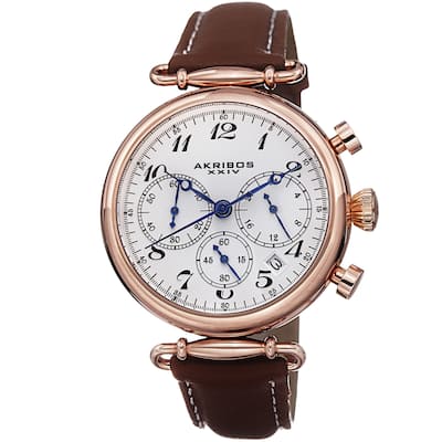Akribos XXIV Women's Chronograph Leather Strap Watch
