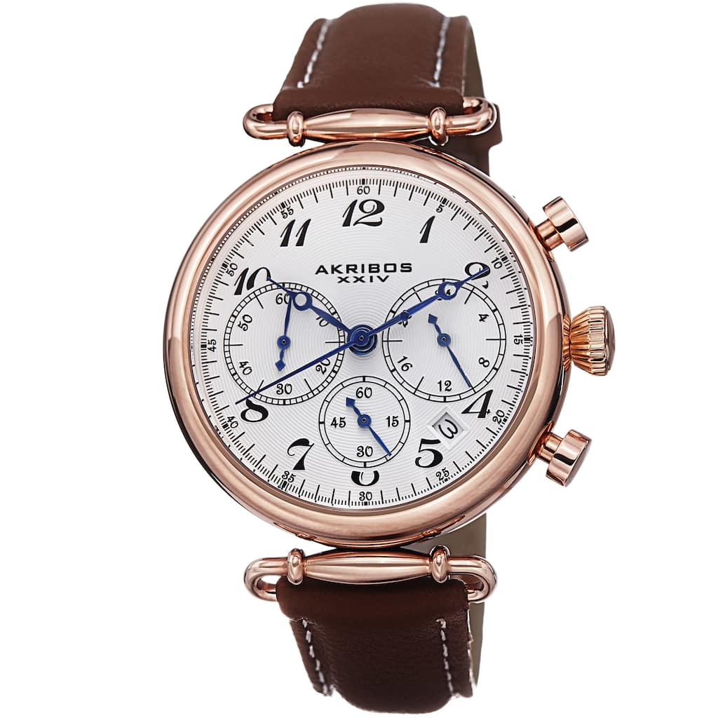 Akribos XXIV Women's Chronograph Leather Strap Watch