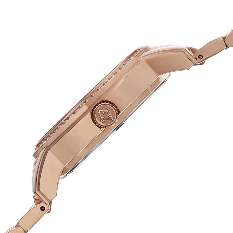 Akribos XXIV Women's Multifunction Diamond-Dial Stainless Steel Rose-Tone Bracelet Watch