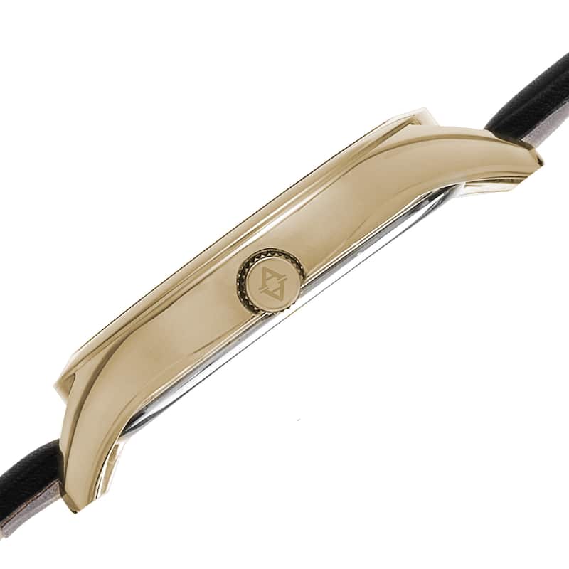 Akribos XXIV Classic Men's Sunray Dial Leather Gold-Tone Strap Watch
