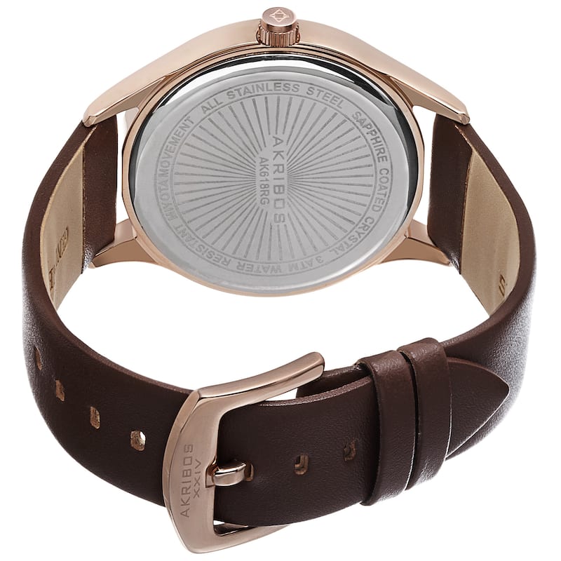 Akribos XXIV Classic Men's Sunray Dial Watch with Leather Strap