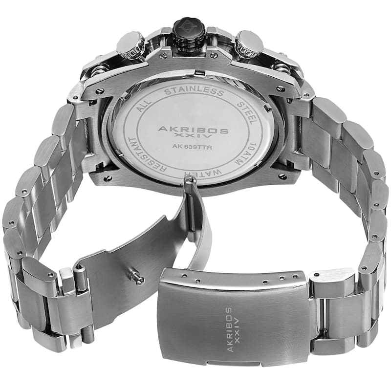 Akribos XXIV Men's Date Chronograph Stainless Steel Black Bracelet Watch