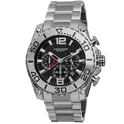 Akribos XXIV Men's Date Chronograph Stainless Steel Silver-Tone Bracelet Watch