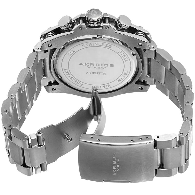 Akribos XXIV Men's Date Chronograph Stainless Steel Silver-Tone Bracelet Watch