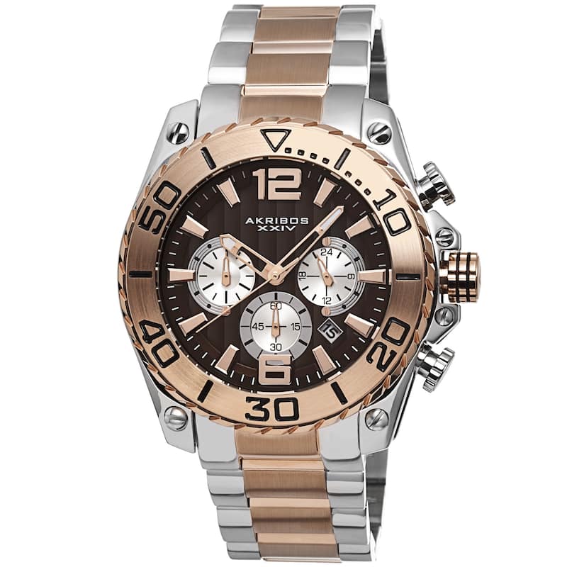 Akribos XXIV Men's Date Chronograph Stainless Steel Two-Tone Bracelet Watch