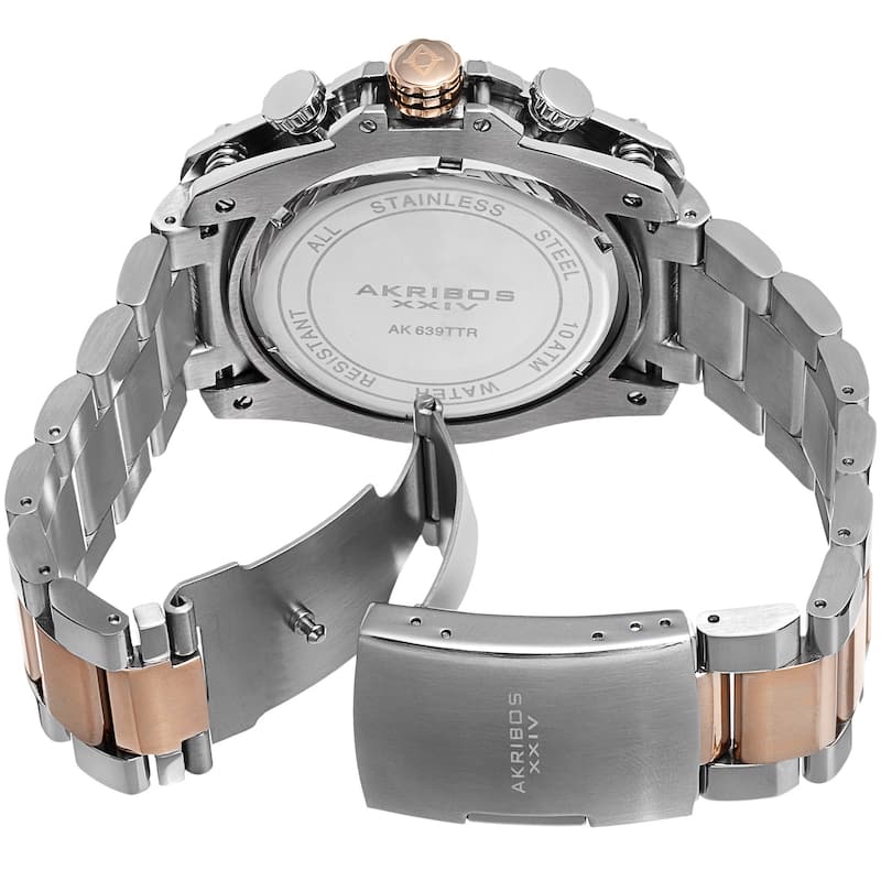 Akribos XXIV Men's Date Chronograph Stainless Steel Two-Tone Bracelet Watch