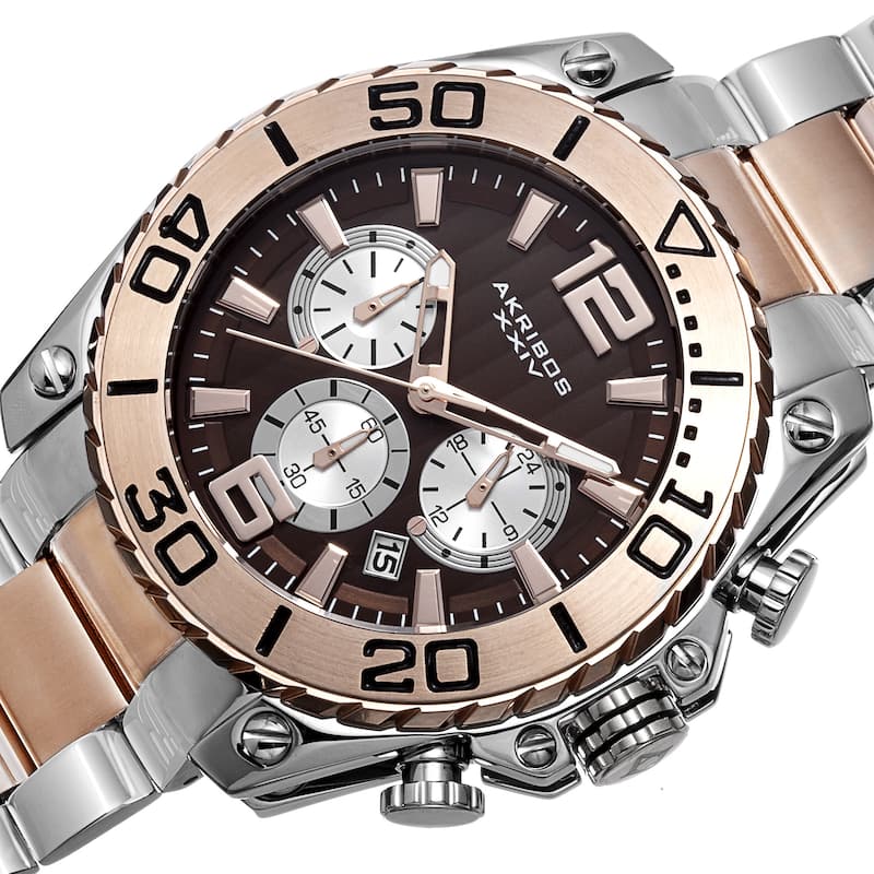Akribos XXIV Men's Date Chronograph Stainless Steel Two-Tone Bracelet Watch