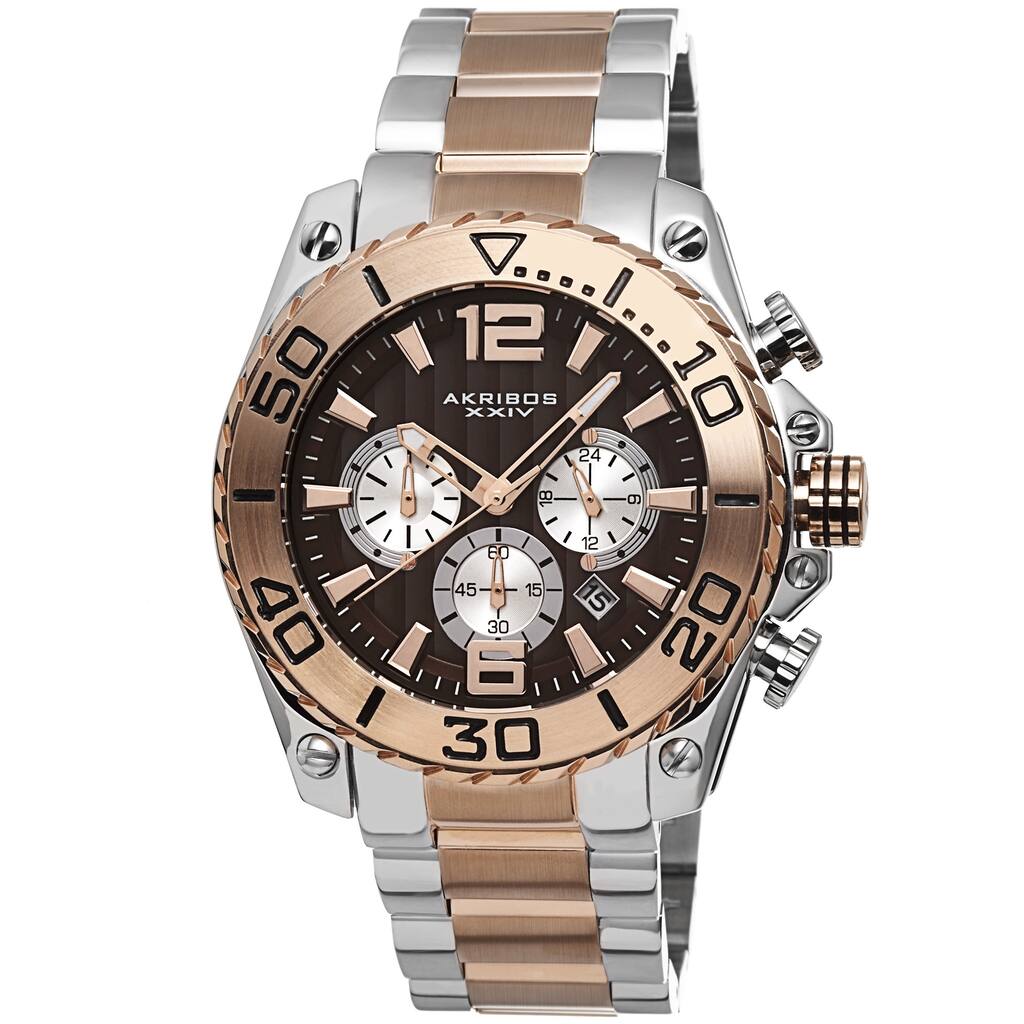 Akribos XXIV Men's Date Chronograph Stainless Steel Two-Tone Bracelet Watch