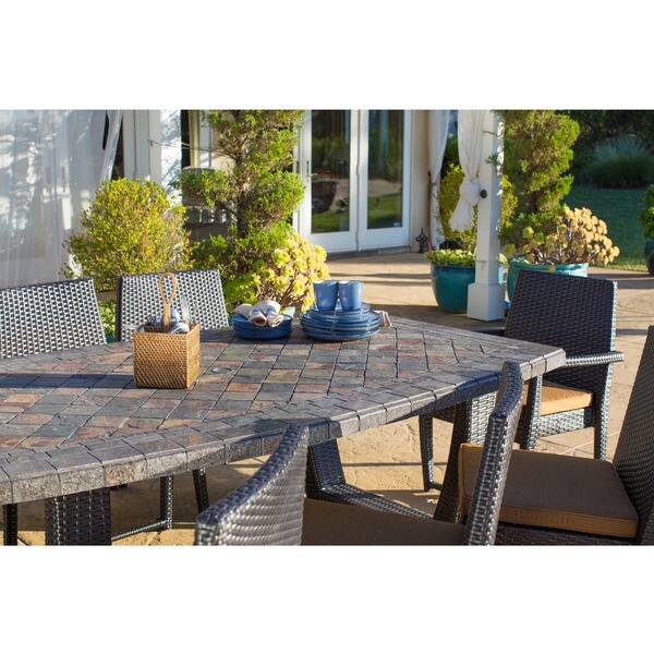 Shop Corvus Batavia 9 Piece Slate Stone Top Patio Dining Set With