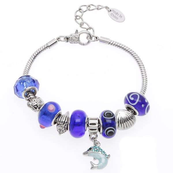 La Preciosa Silvertone Crystal And Gl Dolphin Charm Bracelet La Preciosa Silvertone Crystal And Gl Dolphin Charm Bracelet