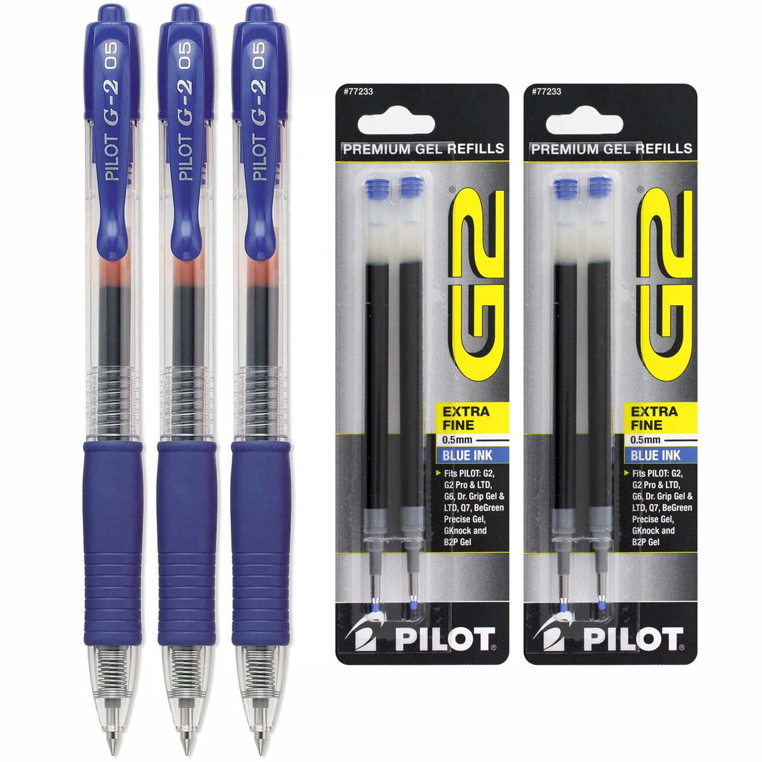 Pilot G2 Retractable Gel Blue Ink Pen (pack Of 3)
