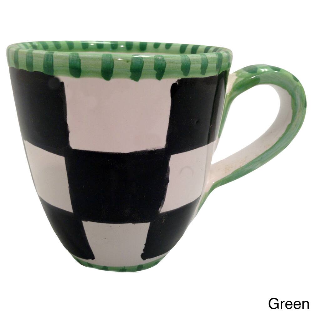 Handmade Black/ White Checkered Mug (Italy)