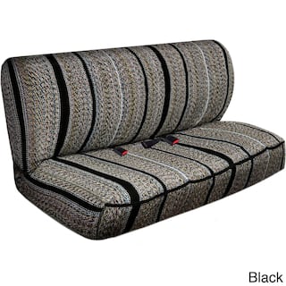 Saddle Blanket Striped Universal 2 Piece Bench Seat Cover Set Option Black