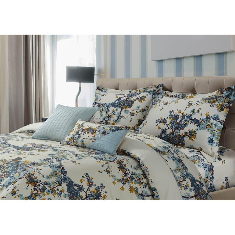 Tribeca Living Casablanca 5-piece Cotton Sateen Floral Oversized Duvet Cover Set