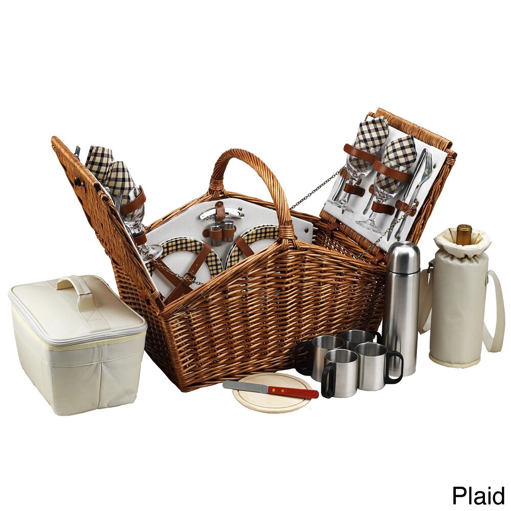 Shop Huntsman 4person Picnic Basket w/Coffee Set Free Shipping Today