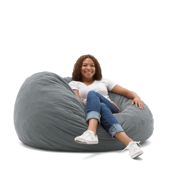 FufSack 4-foot Large Memory Foam/ Microfiber Bean Bag Chair - Free ...