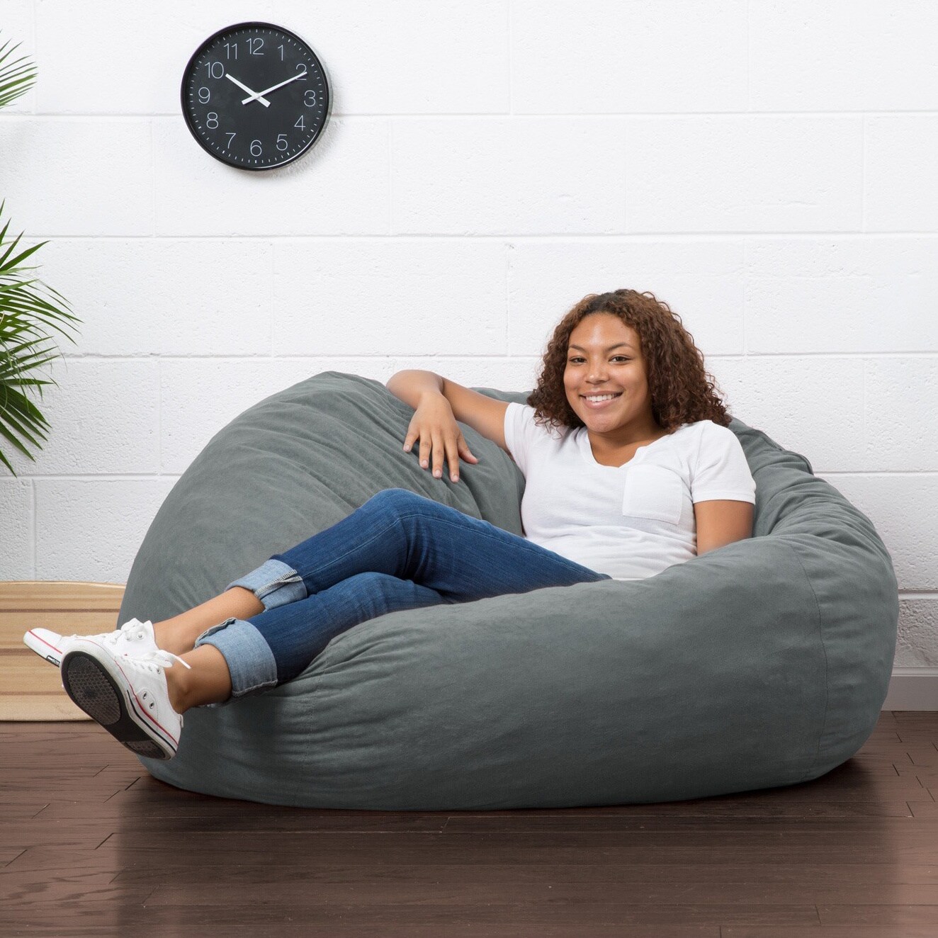 Shop FufSack 4-foot Large Memory Foam/ Microfiber Bean Bag Chair - Free ...