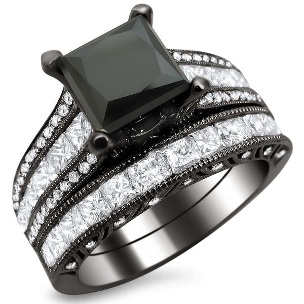 Shop Noori 18k Black Gold 4 3/4ct TDW Black Princess Cut Diamond Bridal ...