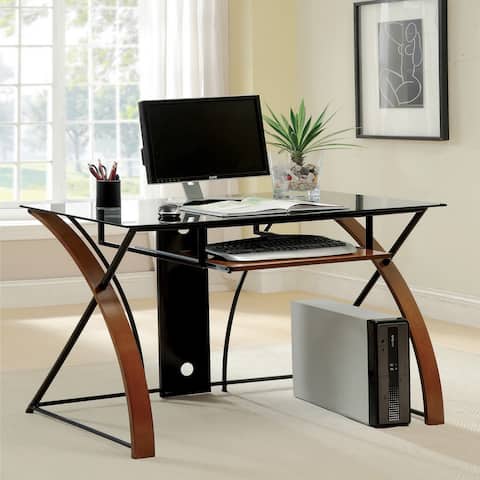 Furniture of America Falt Modern Grey-Tint 47-inch Glass Computer Desk