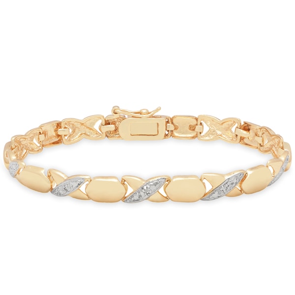 Finesque Yellow 14k Gold Overlay Diamond Accent Xoxo Bracelet Finesque Yellow 14k Gold Overlay Diamond Accent X27