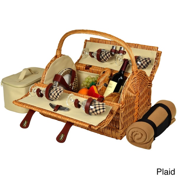 Yorkshire 4 Person Willow Picnic Basket And Blanket Set Free Yorkshire 4 Person Willow Picnic Basket And Blanket Set