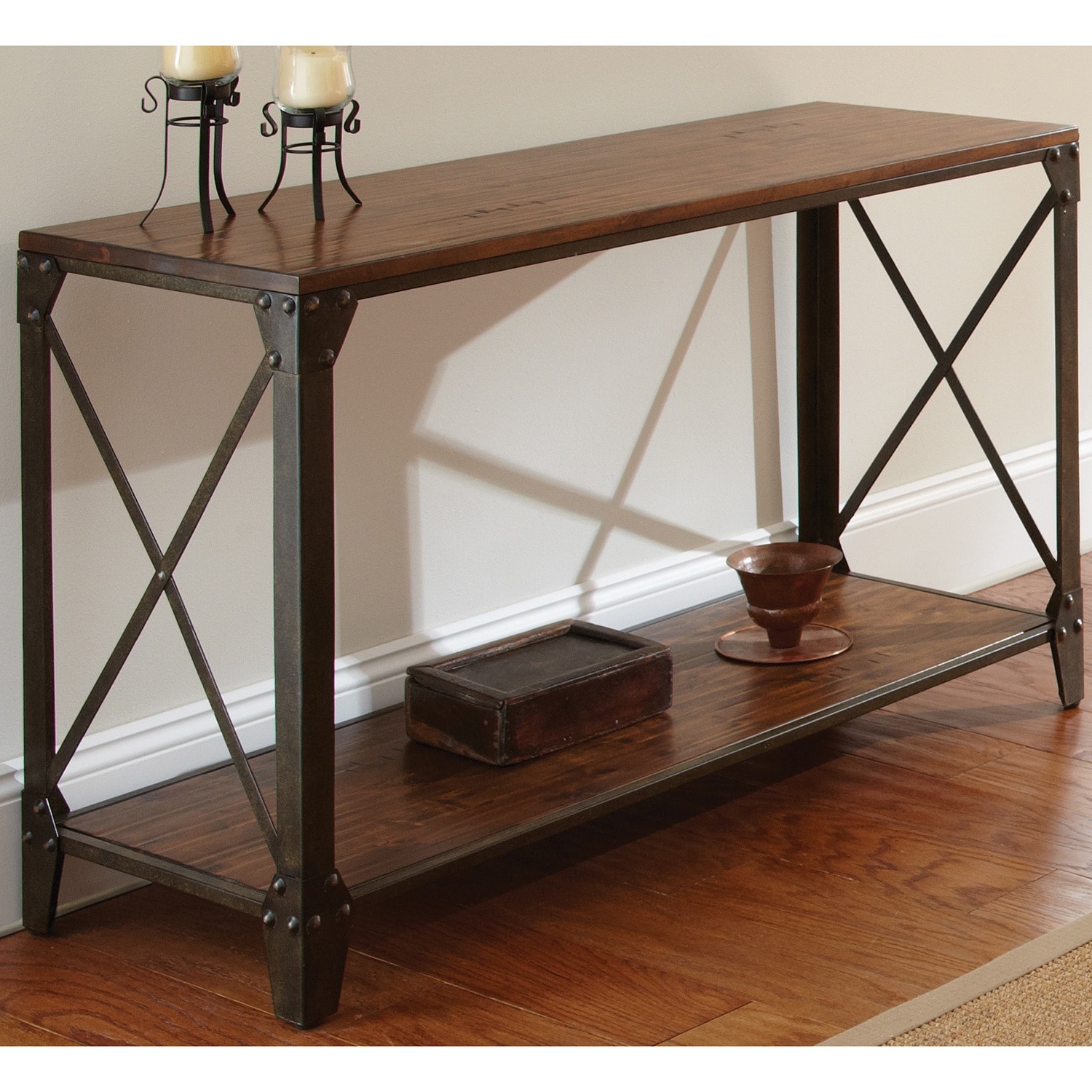 Carbon Loft Fischer Solid Wood And Iron Rustic Sofa Table