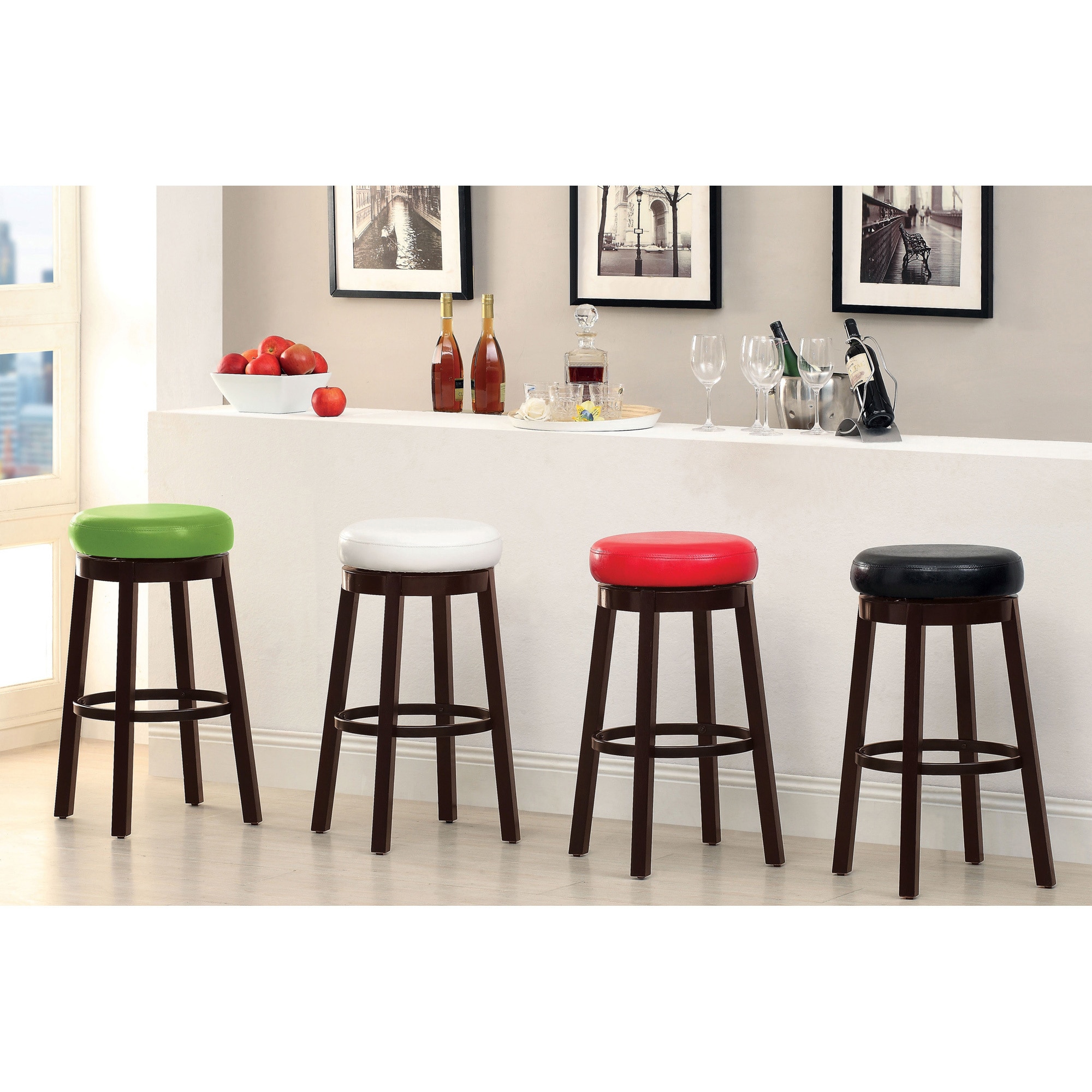 Furniture Of America Azio Leatherette Swivel Seat Bar Stool (set Of 2)