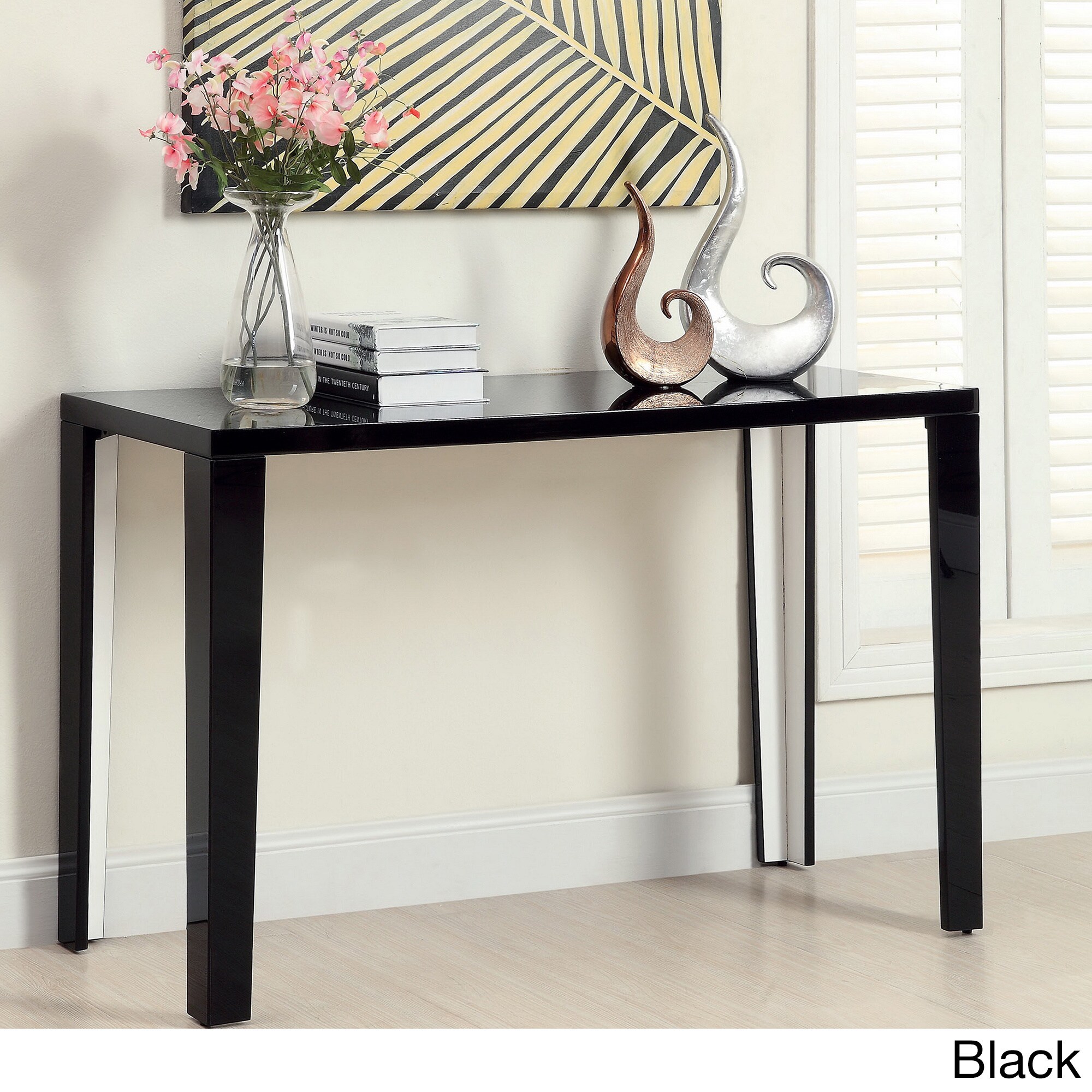 Lorzi Modern Black High Gloss Lacquer Sofa Table by FOA Black N/A | eBay