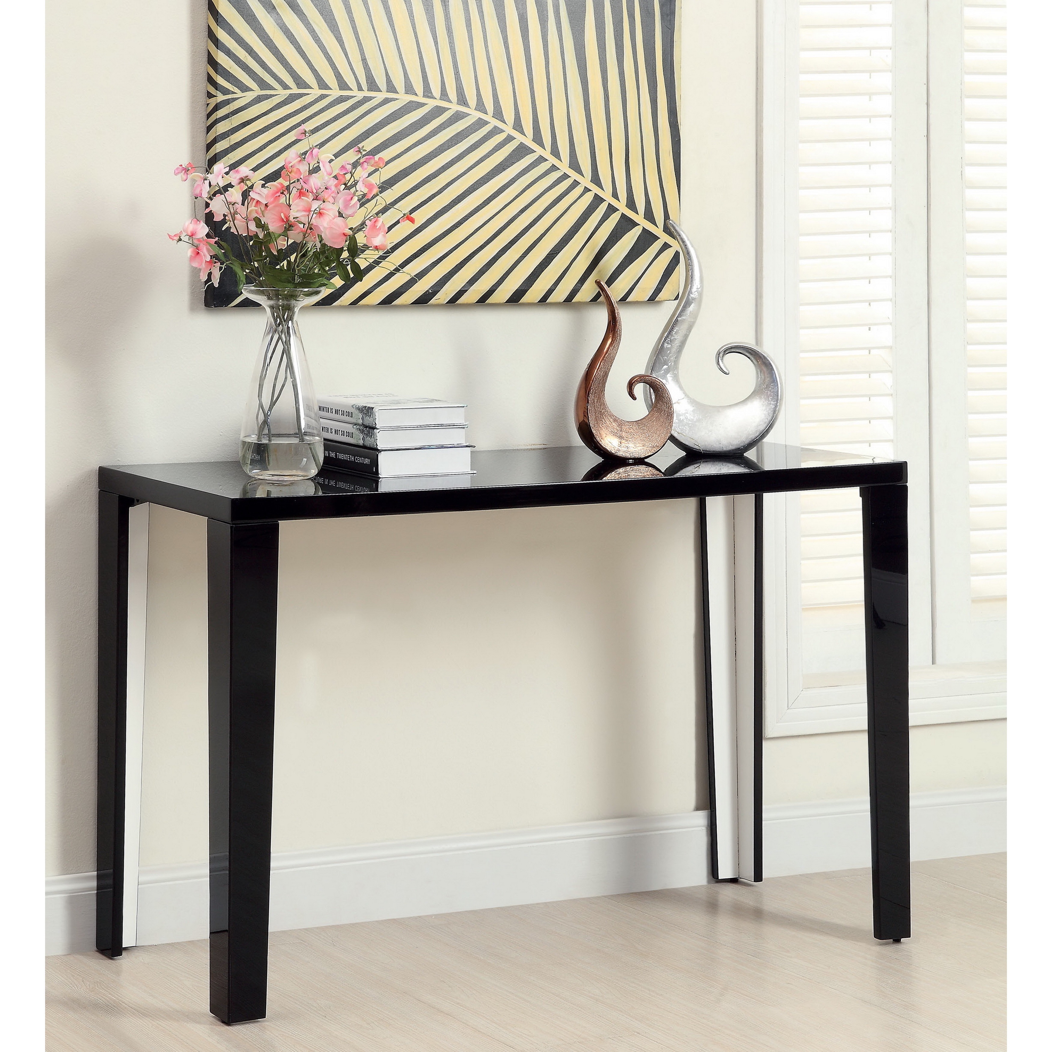 Furniture Of America Yind Modern Black Solid Wood Sofa Table