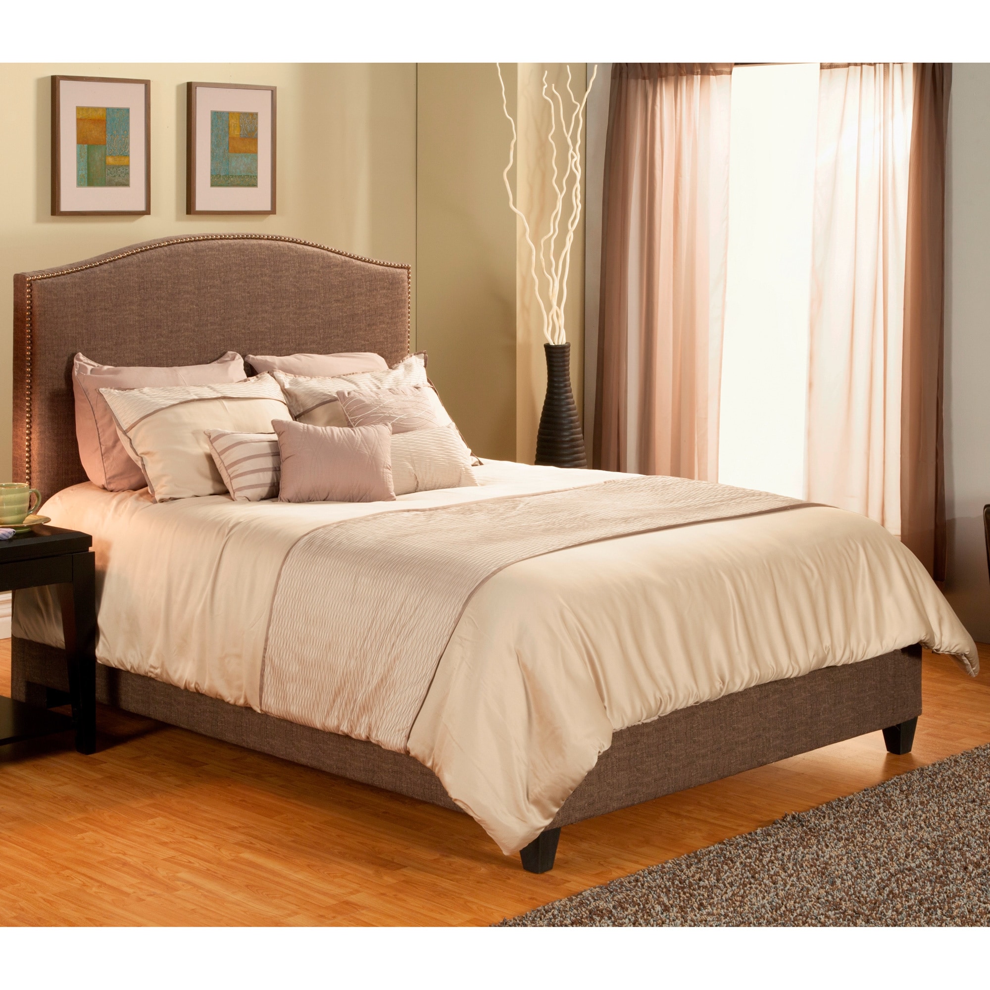 Laguna Char brown Polyester Tweed Upholstered Bed