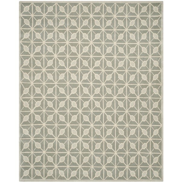 Isaac Mizrahi by Safavieh Handmade Fashion Grid Dark Grey/ Taupe Wool Rug - 8' x 10'