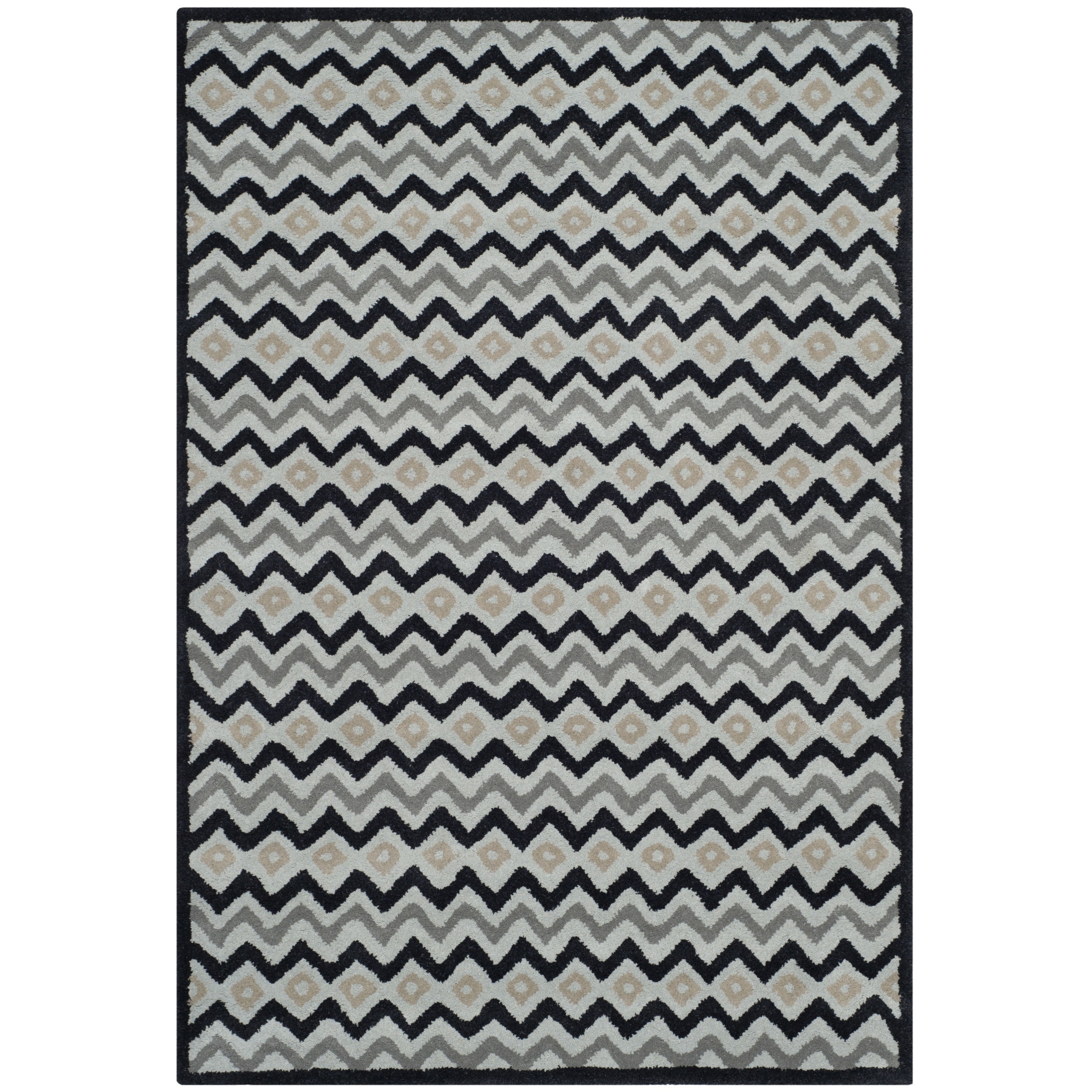 Isaac Mizrahi By Safavieh Black Cravat Grey/ Black Wool Rug (4 X 6)