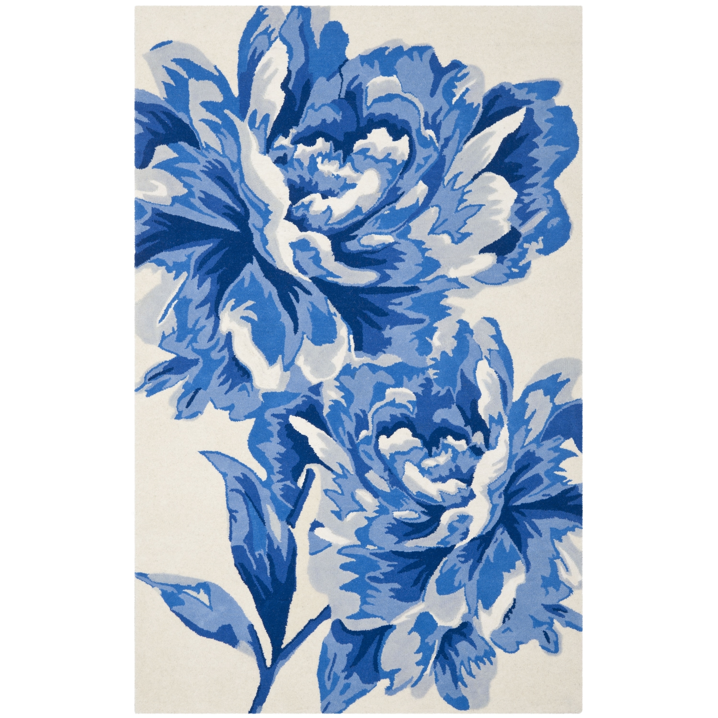 Isaac Mizrahi By Safavieh Porcelain Flower Ivory/ Blue Wool Rug (4 X 6)