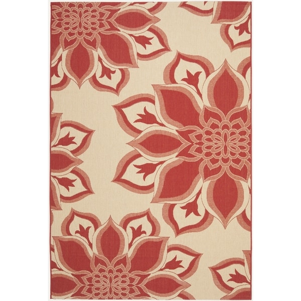 Safavieh Indoor/ Outdoor Courtyard Creme/ Red Rug (7'10 x 10') Free